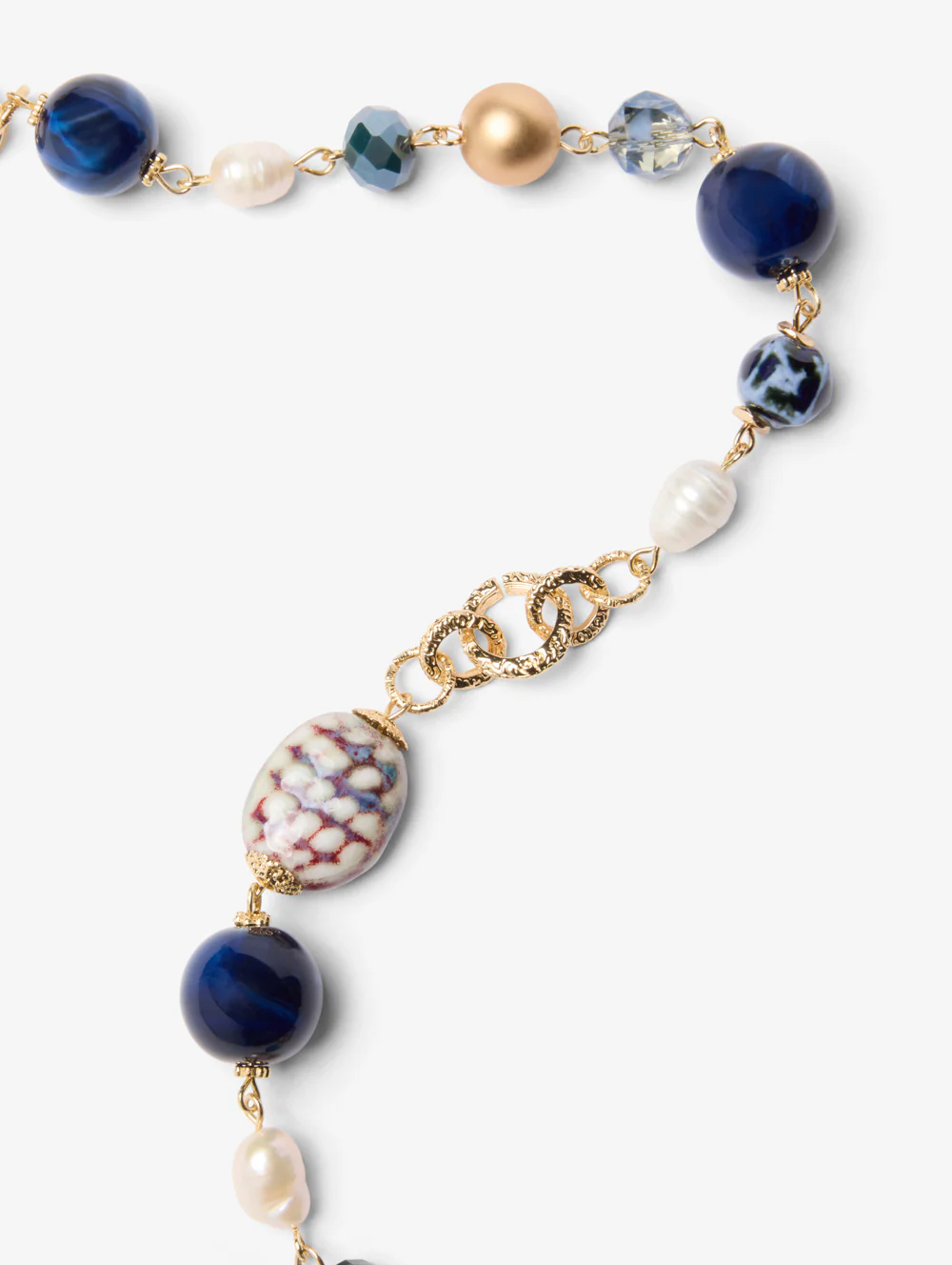 Blue Bead and Gold Necklace - Image 3