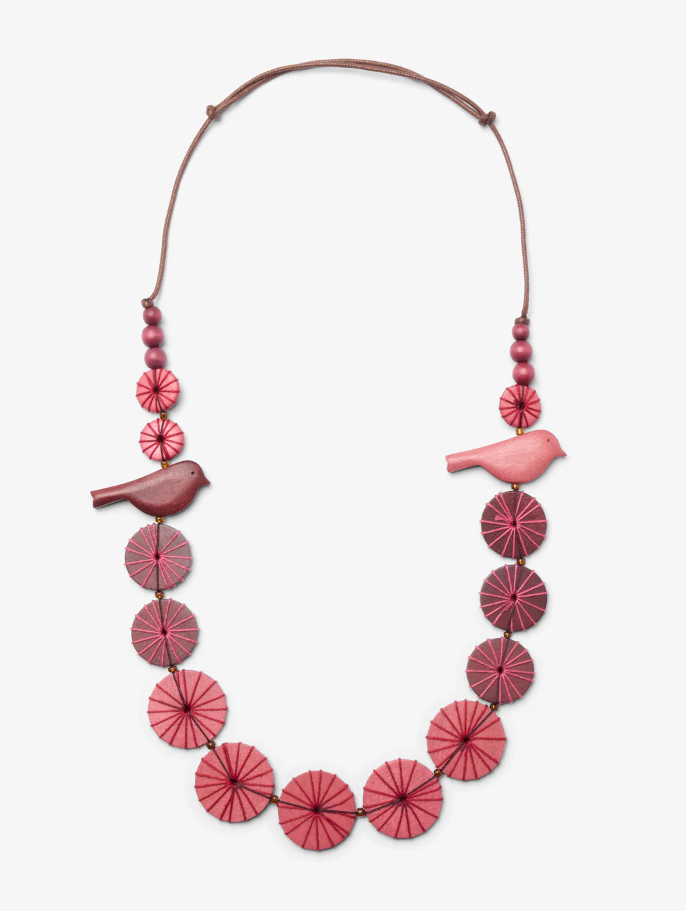 Circle and Bird Wood Necklace
