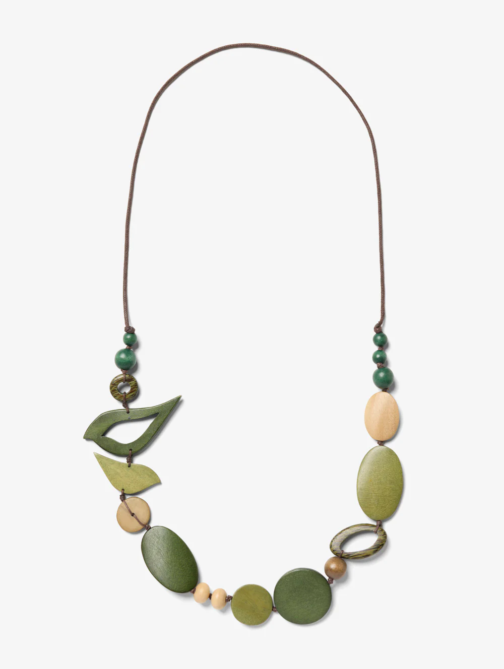 Green Wooden Birds Necklace