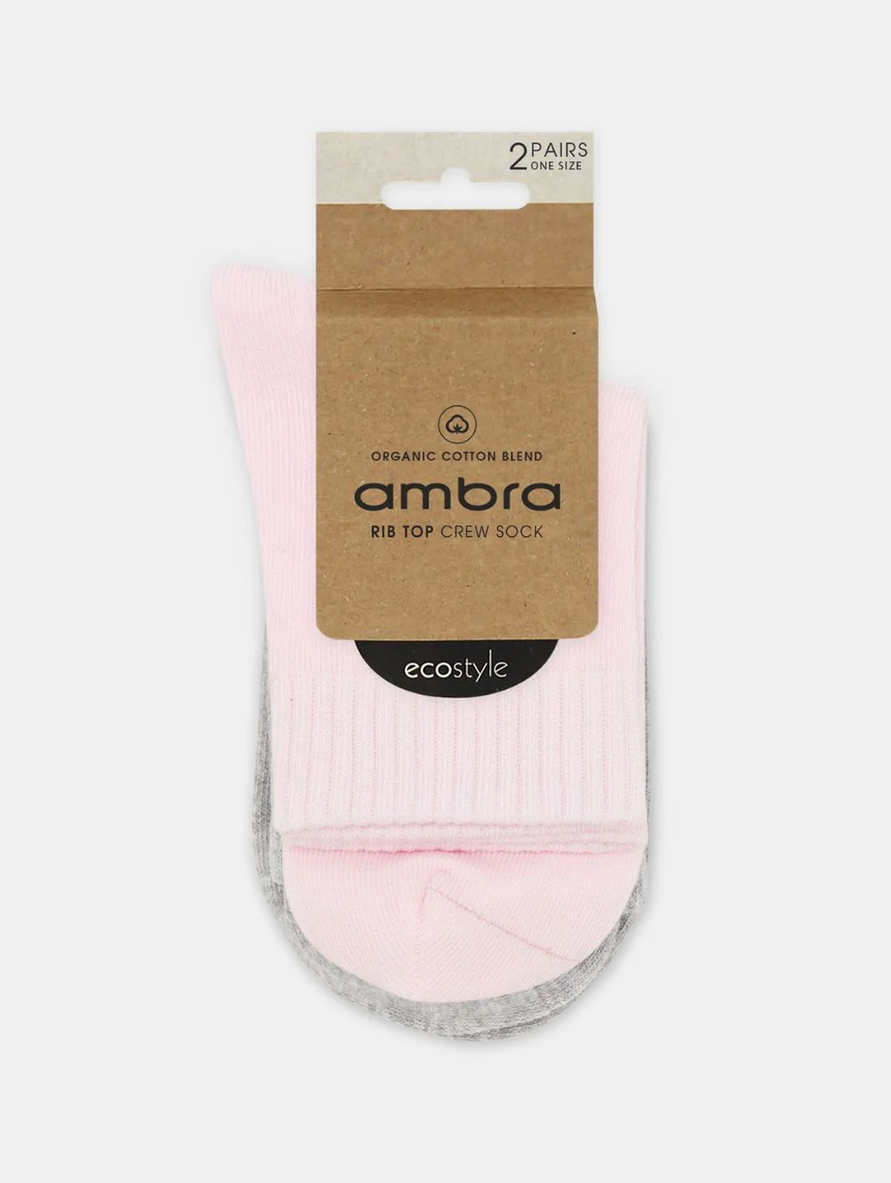 Organic Cotton Rib Top Crew Sock 2PP - Image 2